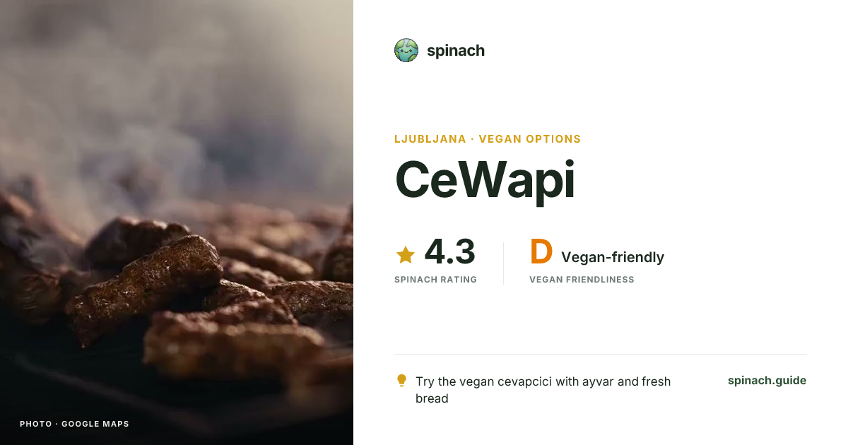 CeWapi - Ljubljana - Barbecue, Vegan Cevapcici in Ljubljana | Spinach