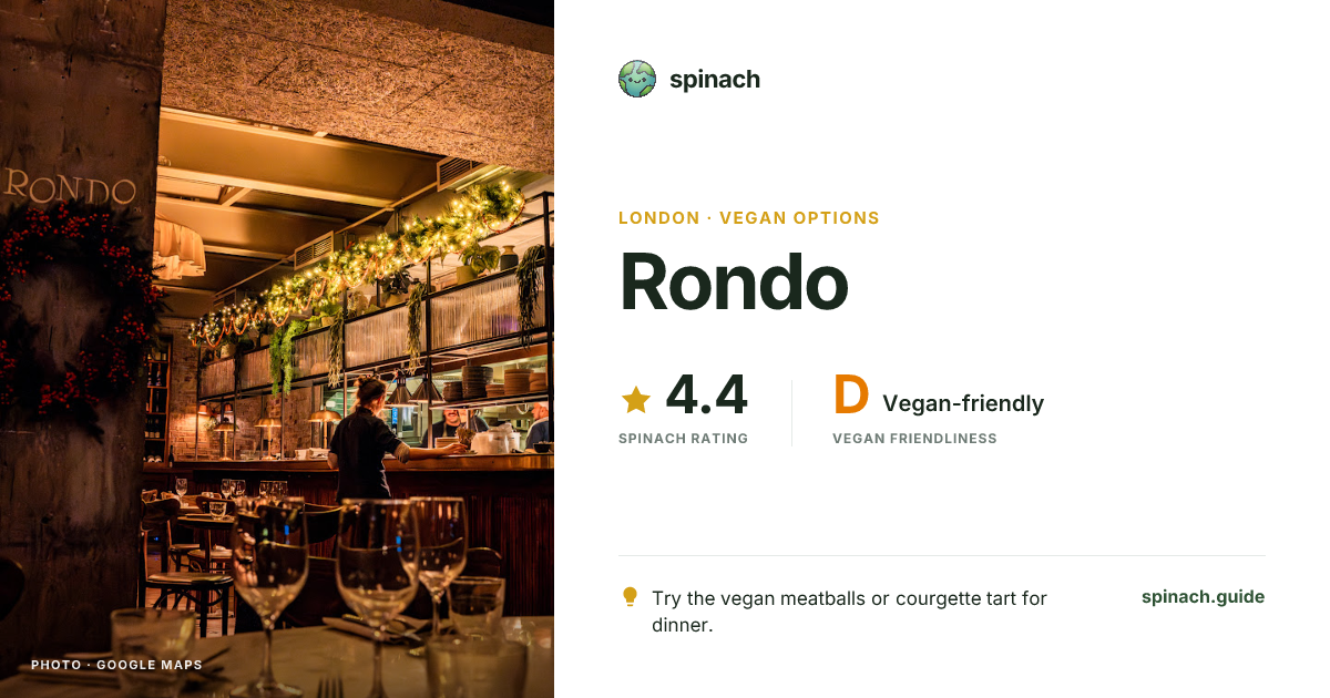 Rondo - Burger, Vegan Options in London | Spinach