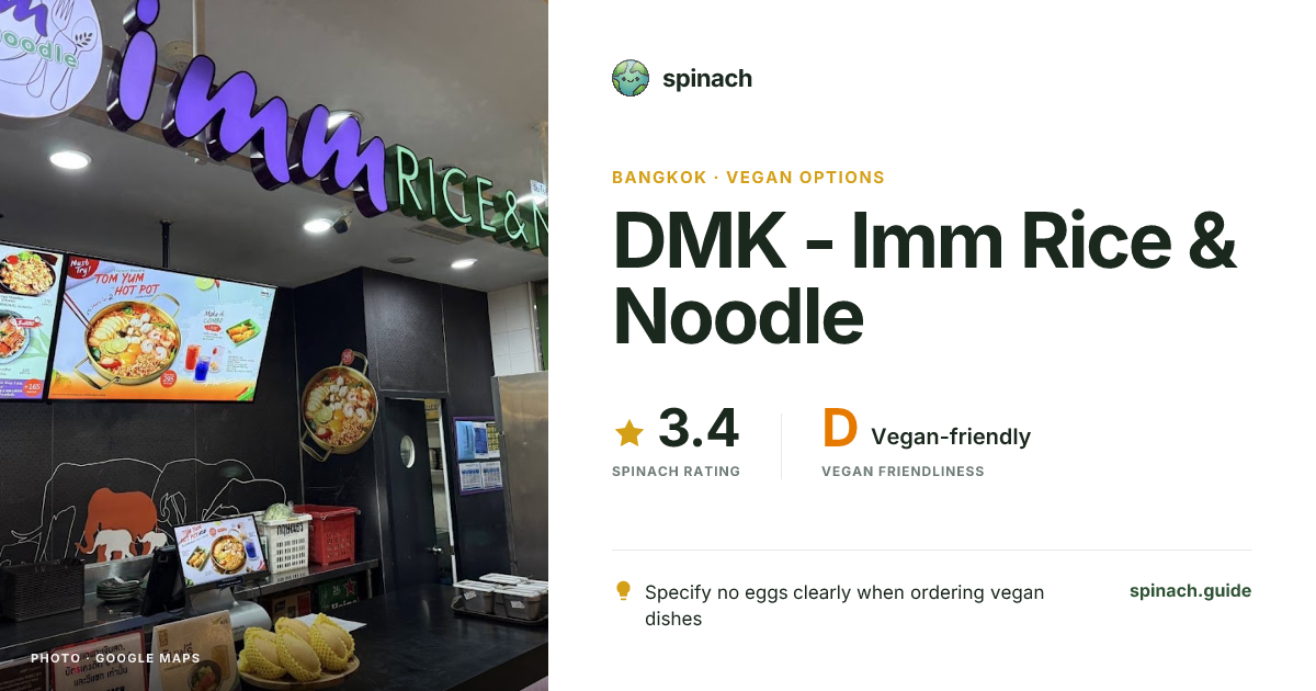 Imm Rice Menu DMK - Imm Rice & Noodle - Thai Fast Food, Pad Thai in Bangkok | Spinach