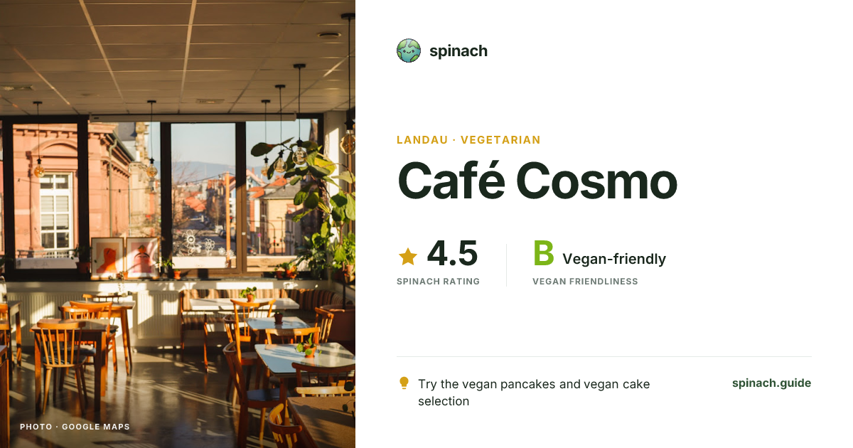 Café Cosmo - Cafe, Vegan Bowls, Pancakes in Landau | Spinach