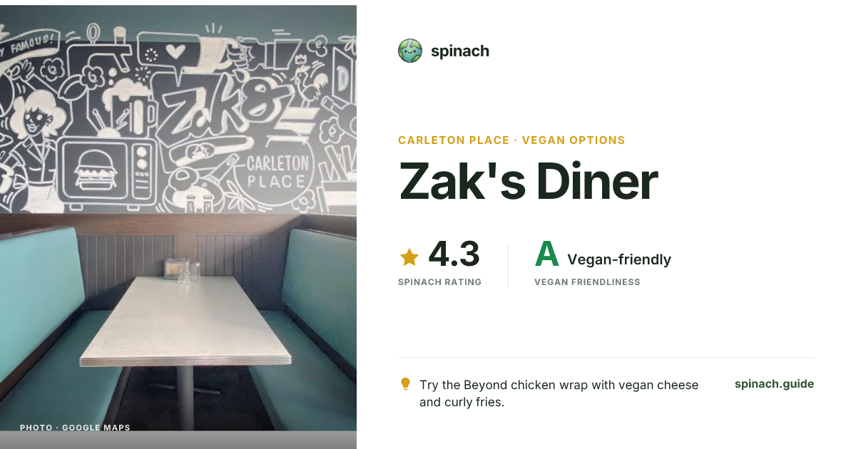Zak's Diner Carleton Place - American Diner, Vegan Menu, Milkshakes in ...