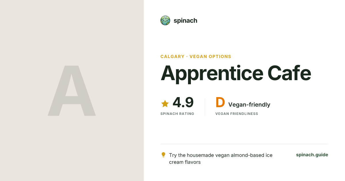 Apprentice Cafe - Ice Cream, Vegan Flavors in Calgary | Spinach