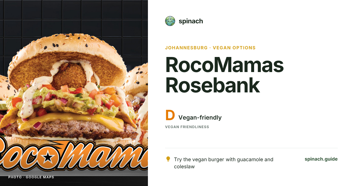 RocoMamas Rosebank - Burger Chain, Vegan Burger in Johannesburg | Spinach