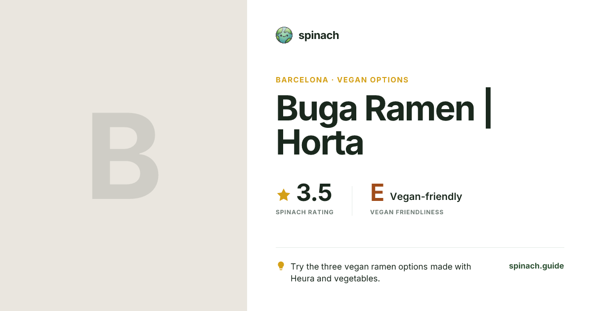 Buga Ramen - Japanese Ramen, Vegan Menu in Barcelona | Spinach