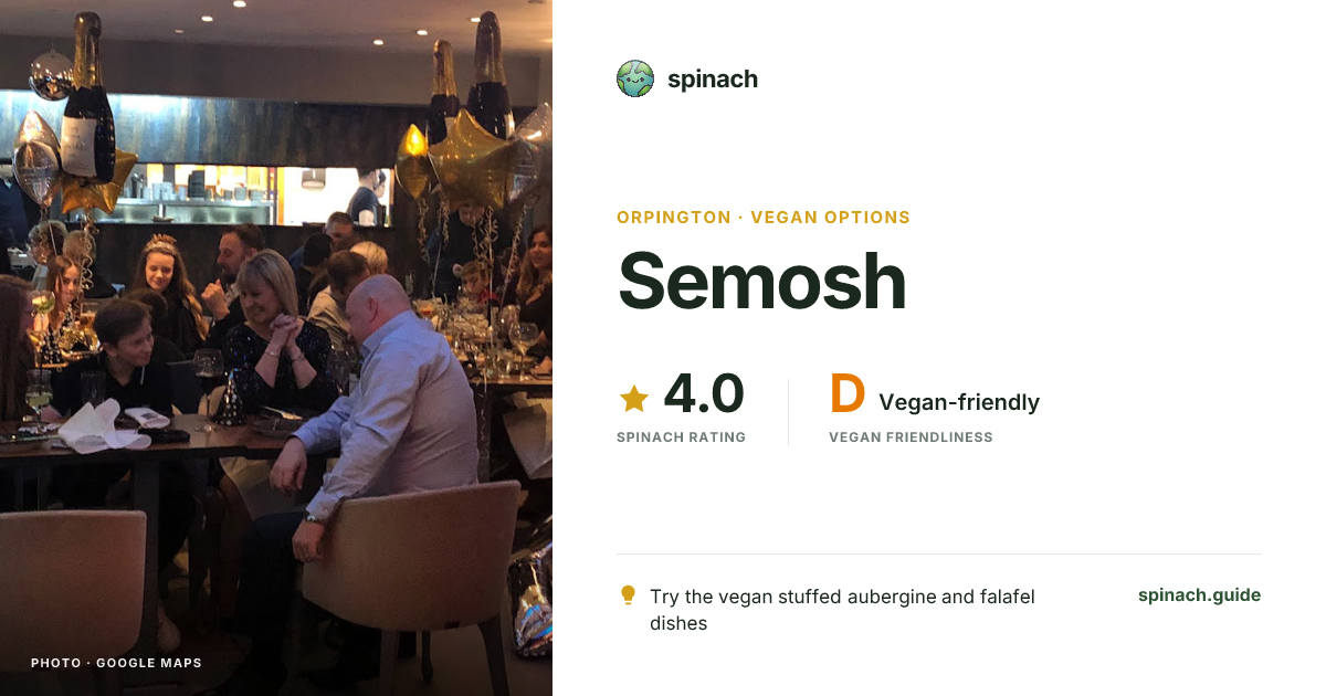 Semosh - Turkish Restaurant, Vegan Dishes in Orpington | Spinach