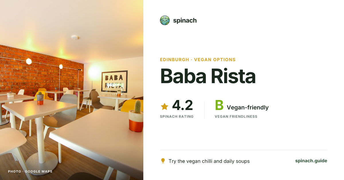 Baba Rista - Cafe, Vegan Bakery in Edinburgh | Spinach