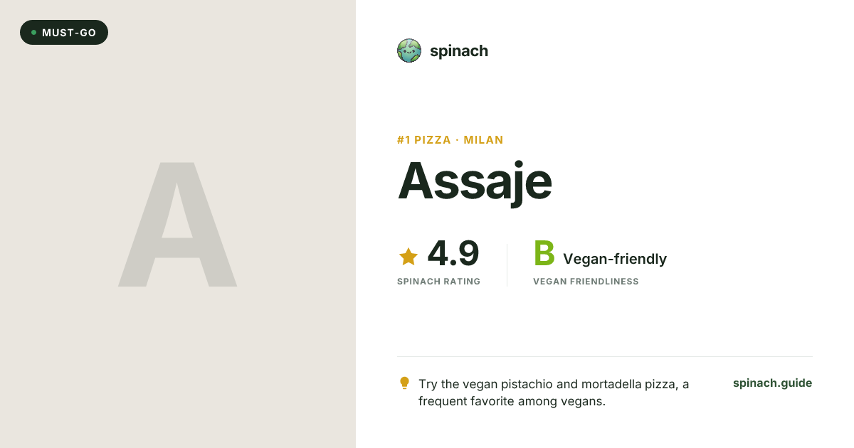 Assaje - Neapolitan Pizza, Vegan Pizzas, Traditional in Milan | Spinach