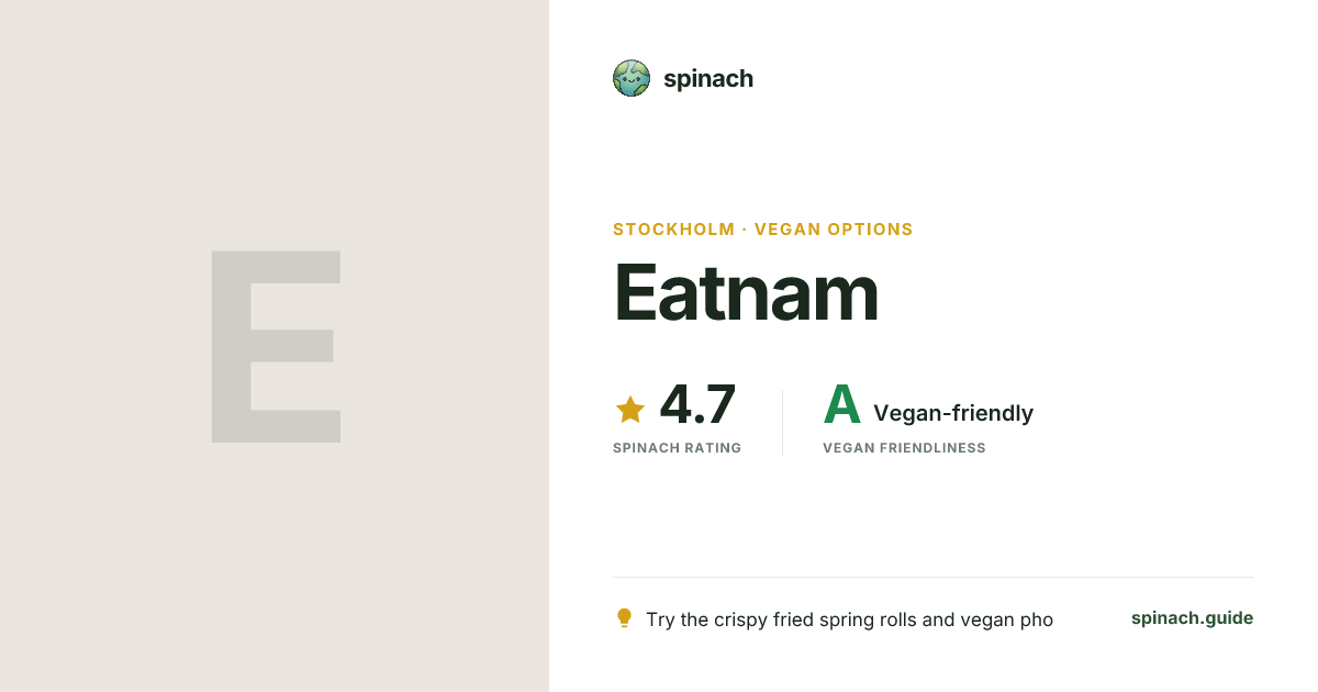 Eatnam - Vietnamese, Vegan Menu, Spring Rolls in Stockholm | Spinach